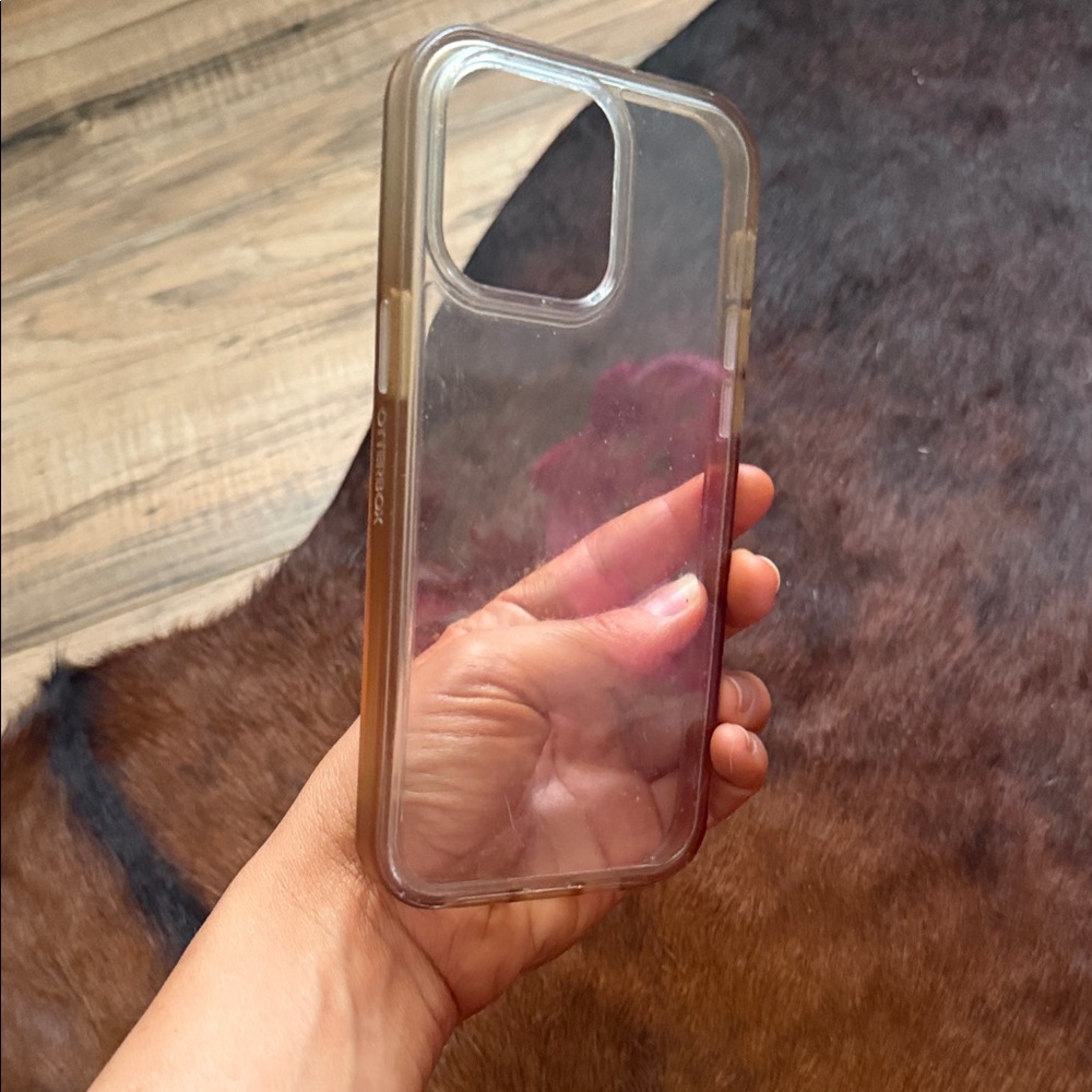 iPhone 14 Pro Max Transparent Phone Case with Gold Accents